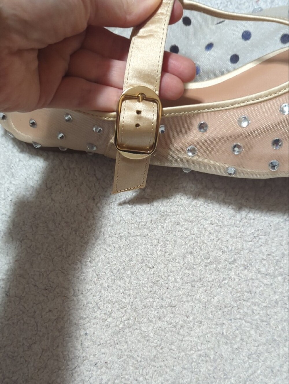 Old Navy Gold Mesh Rhinestone Mary Jane Flats - Picture 2 of 6